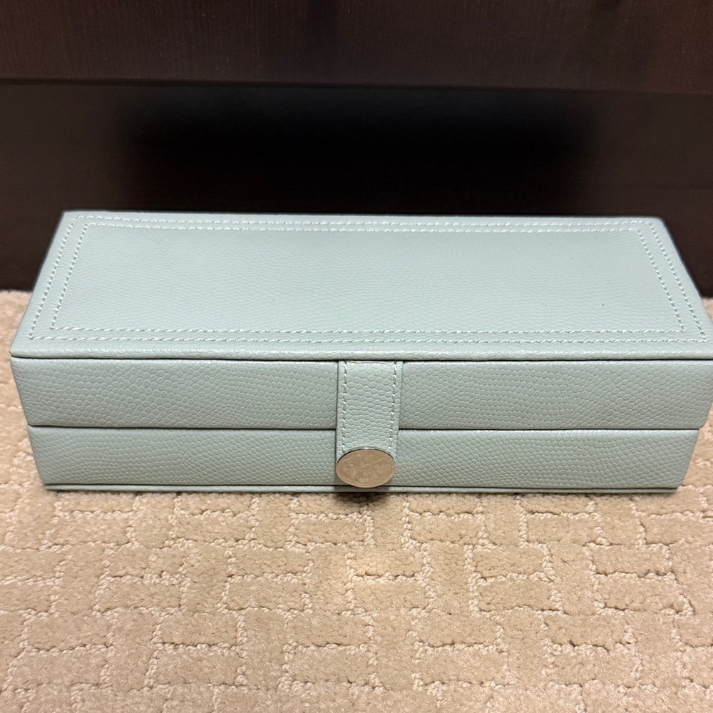 Pottery Barn Light Blue Leather Jewelry Box